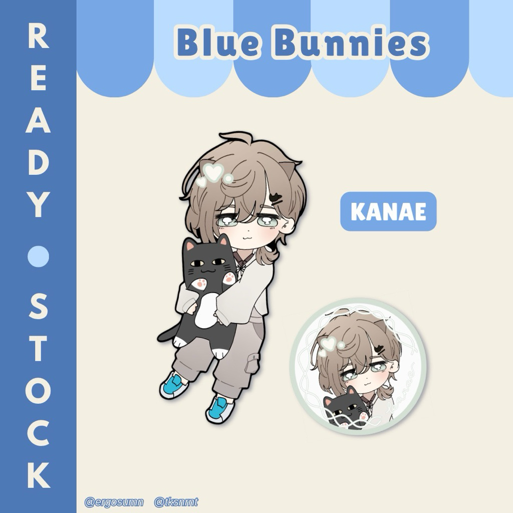 NIJISANJI Kanae Fanmerch by Blue Bunnies - Keychain, Sticker, Badge/Pin