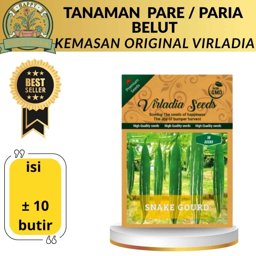 [HAPPY GARDEN]-KEMASAN PABRIK ORIGINAL VIRLADIA  -BIJI BENIH TANAMAN "PARE / PARIA BELUT" ISI ± 20 B