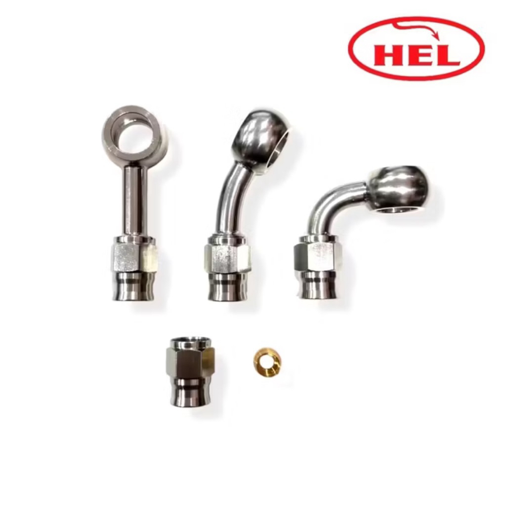 Nepel Fitting Banjo Selang Rem HEL Stainless Steel 0/45/90 Derajat Original HEL