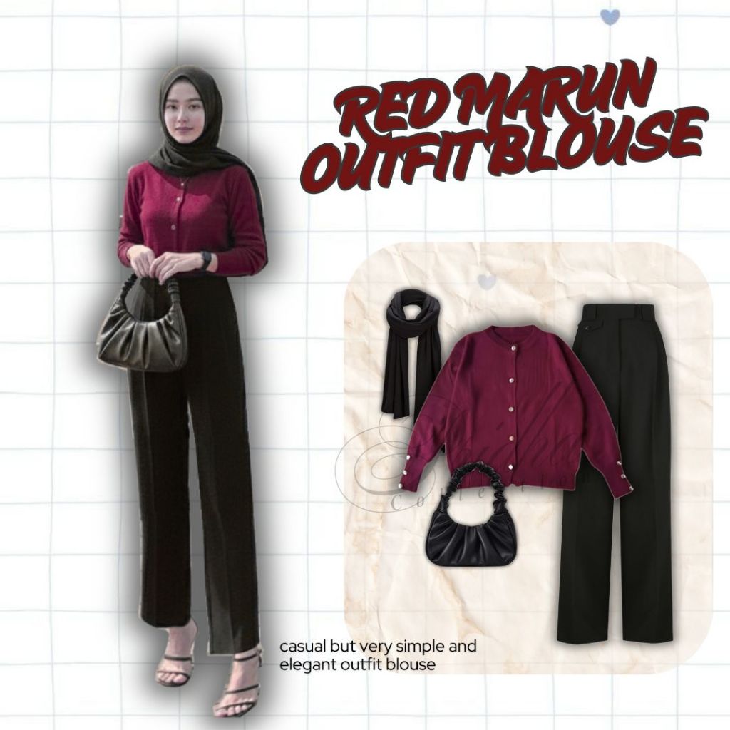 Outfit Set Wanita Hijab ( Cardigan Rajut + Celana ORO Pants + Jilbab Pashmina ) Dailly OOTD - GD16