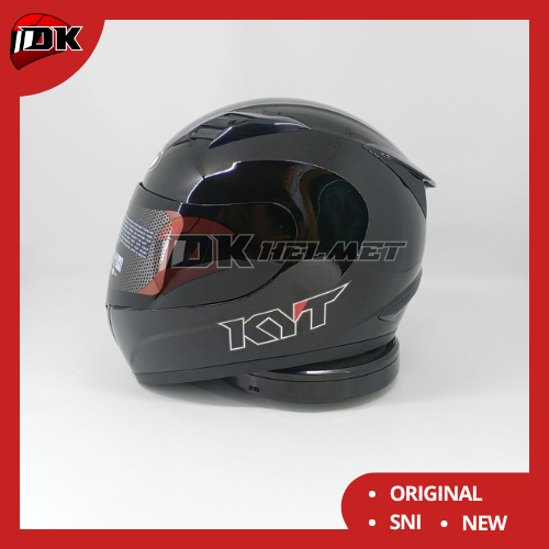 Helm KYT R10 Solid Black Metallic Full Face Hitam Polos Gloss Metalic Metalik Glossy Original