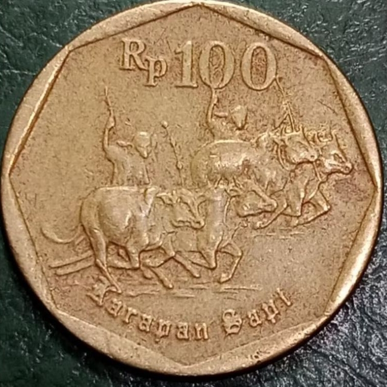 Uang Koin 100rupiah karapan sapi koleksi kuno (Natural)