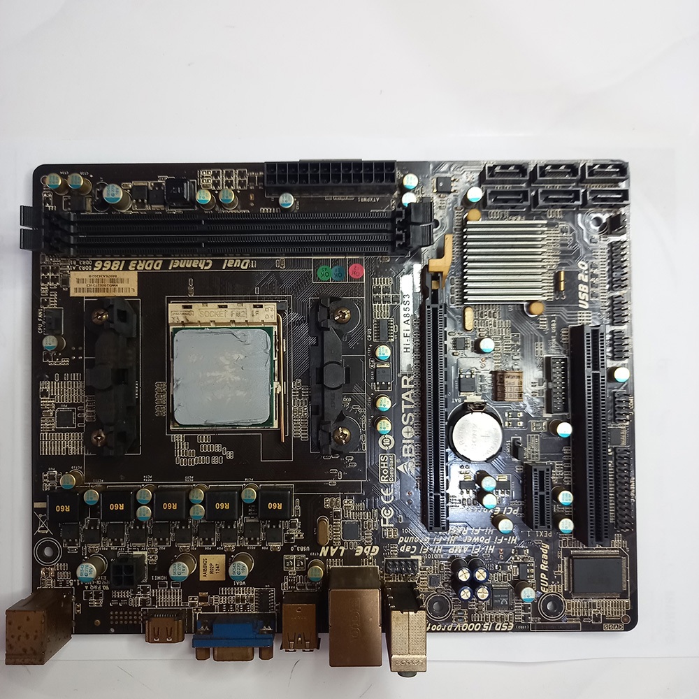 (NO POST) Motherboard Biostar Hi-Fi A85S3 + Processor AMD A10-5800K KONDISI PADAM