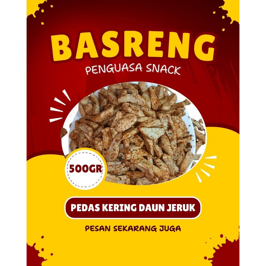 Basreng pedas daun jeruk bumbu kering / cemilan pedas / stick basreng viral / pedas asin manis gurih