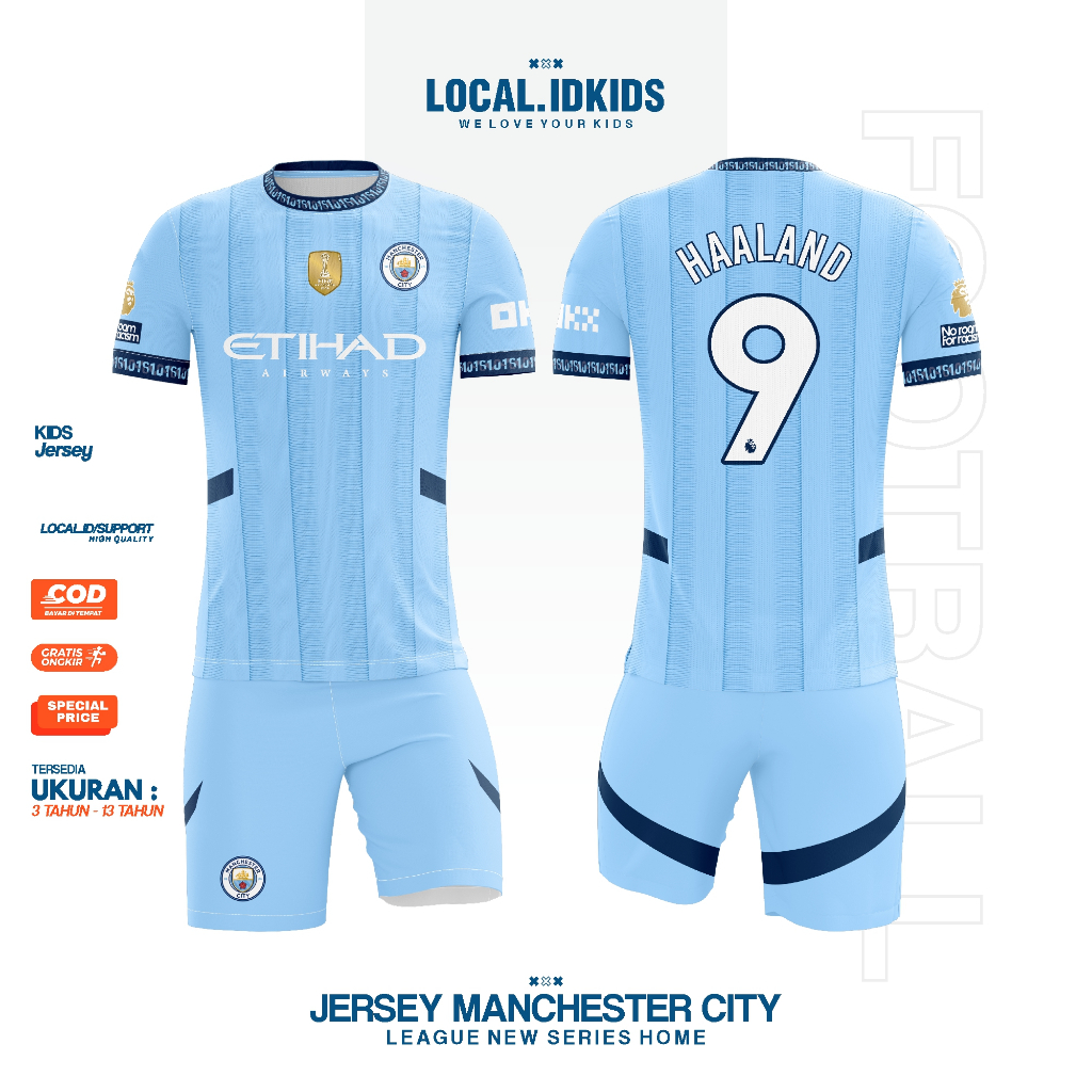 Jersey kaos bola anak HAALAND | jersey bola anak | jersey futsal anak | setelan jersey terlaris