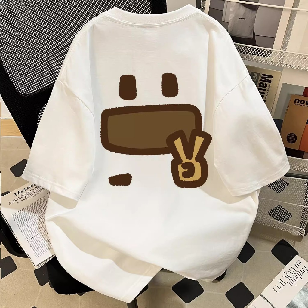 Kaos Oversize Serbaguna Unisex Baru, 100% Katun Ekspresi Aneh Langka Pria Pendek