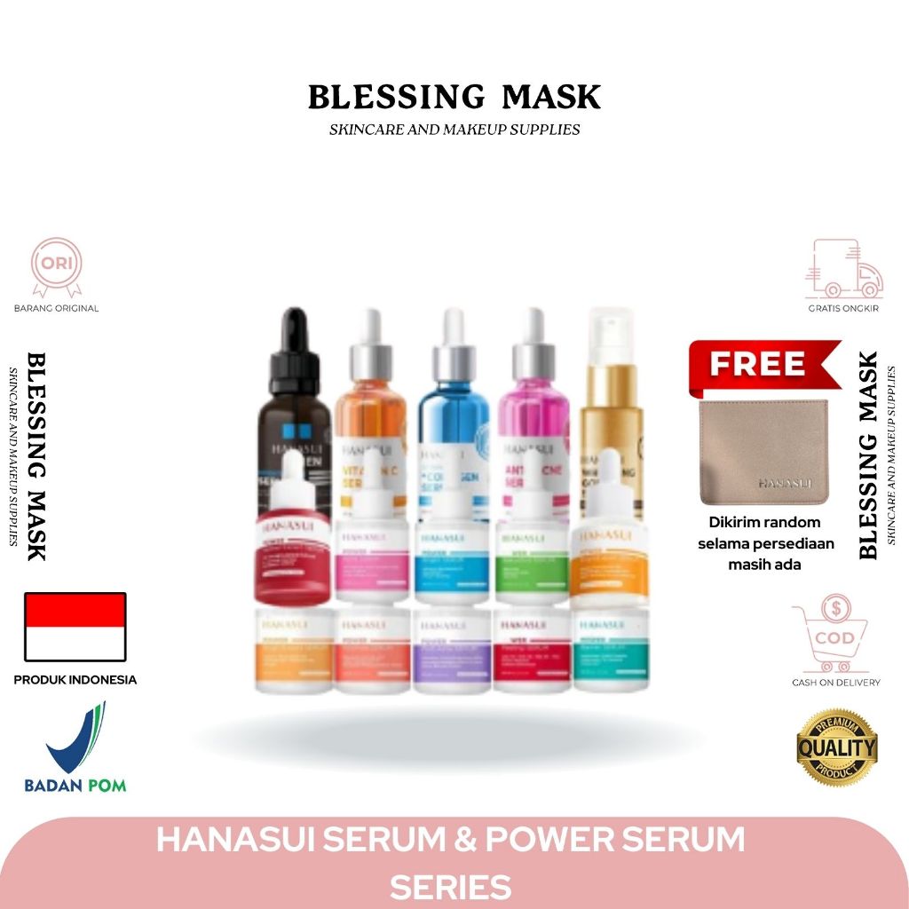 HANASUI Serum Anti Acne | Vit C | Whitening Gold | Vit C+Collagen | Propolis | Bright | Rich