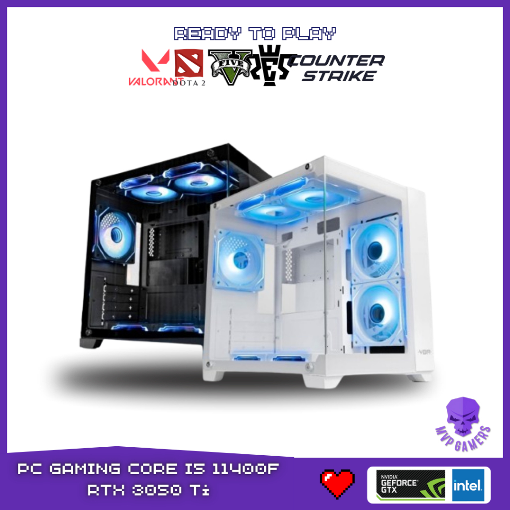 PC Rakitan i5 11400F RAM 16GB DDR4 VGA 8GB Komputer Gaming Live Streaming Editing Video Design Grafi