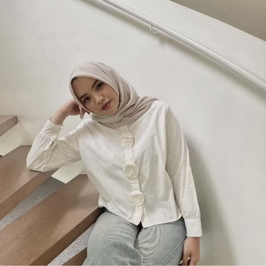 Caluna Shirt Atasan Kemeja Wanita Katun Poplin Polos