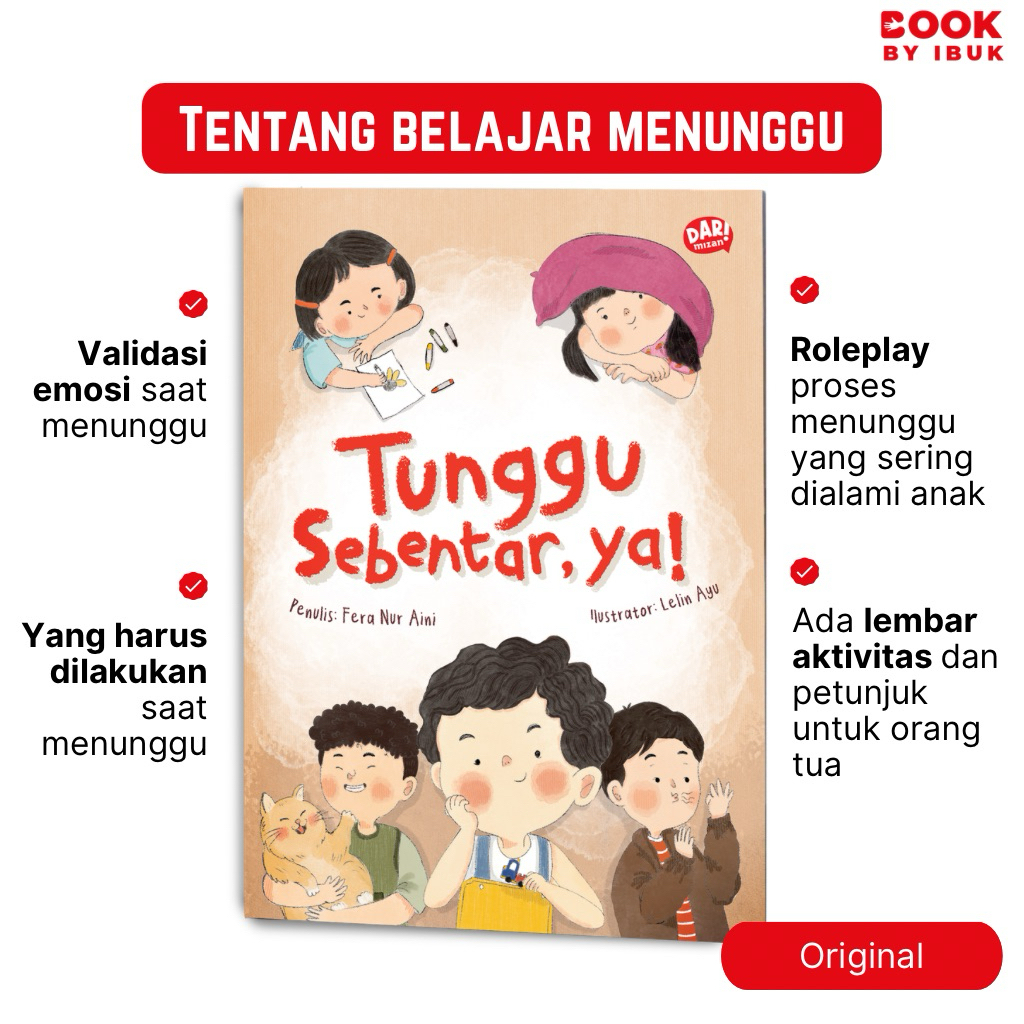 Buku belajar menunggu belajar sabar Tunggu Sebentar, ya Fera Nur Aini,  Buku Cerita Anak, Buku Satok