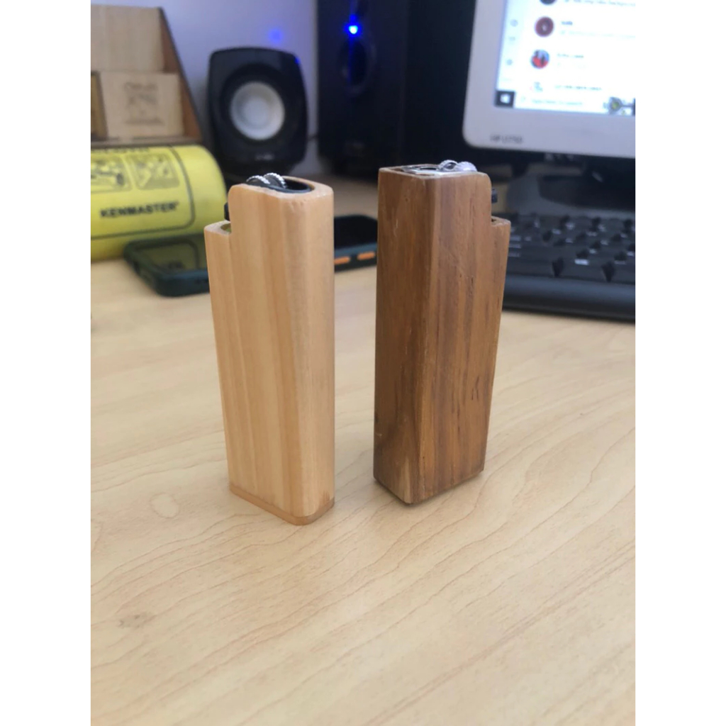 Cover Korek Api Gas Unik bahan Kayu Tanpa Tutup