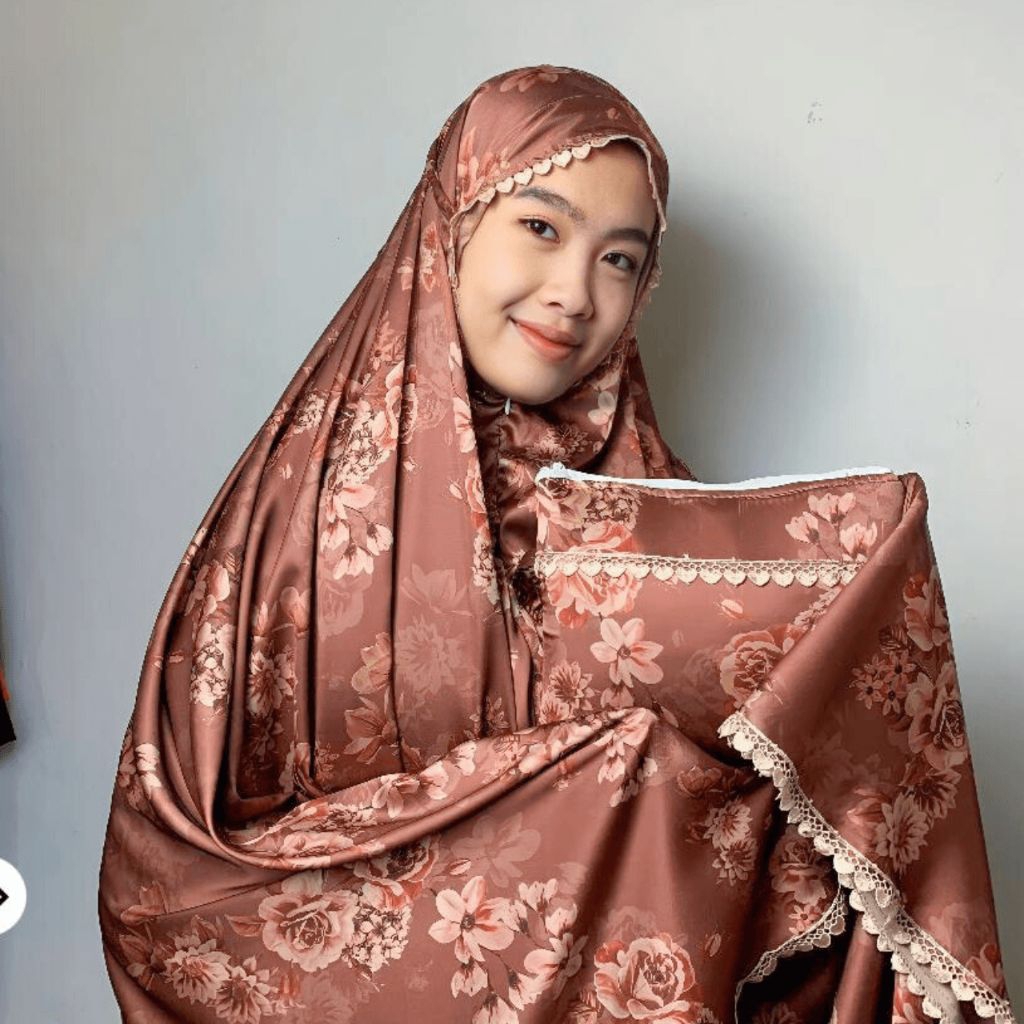 mukena armani silk motif bunga