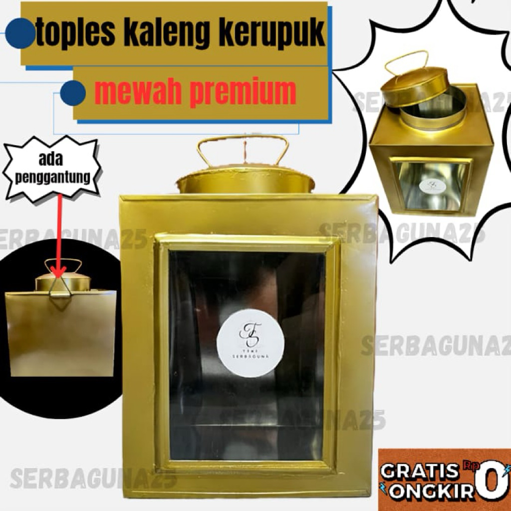 toples kaleng kerupuk mini astetik / toples lebaran warna gold emas