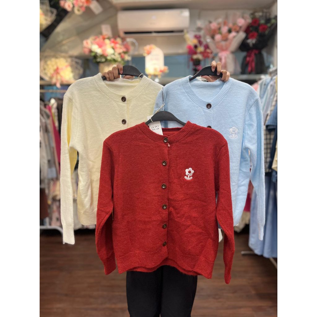 jaket wanita baju wanita/Cardigan Rajut Klasik dengan Bordir Bunga import bangkok