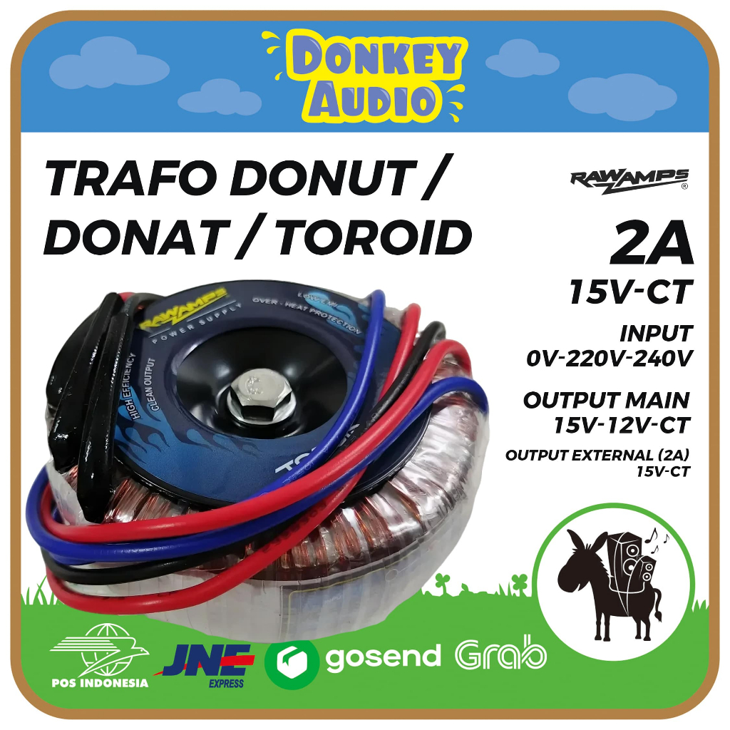 TRAFO TOROID DONUT 2A 15V CT RAWAMPS