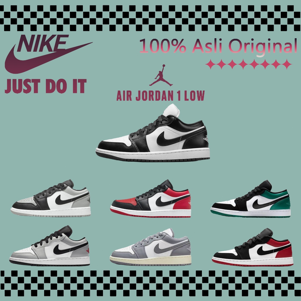 COD Sepatu Basket Low-Top AIR JORDAN 1 LOW Asli, Cocok untuk Pria dan Wanita, Tersedia 7 Gaya