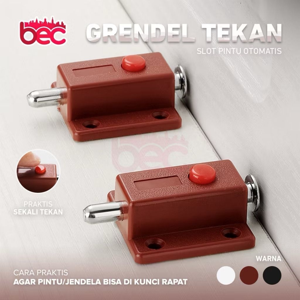 [BISA COD] 1Pcs Grendel Pintu  Otomatis / Grendel Tekan / Grendel Slot Pintu Otomatis / Grendel Penc