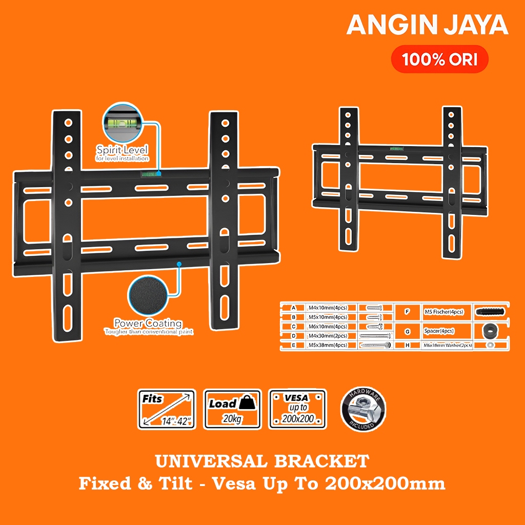 BRACKET TV LED 24 32 40 Inch Universal Fixed Breket Wall Mount Braket LG Sharp Polytron TCL Coocaa