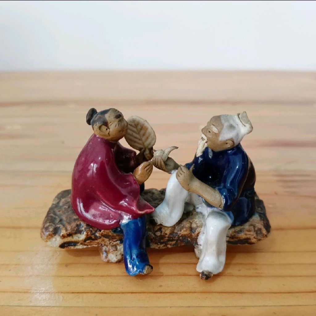 Patung Miniatur Keramik Cina Figur Kakek & Nenek (2)