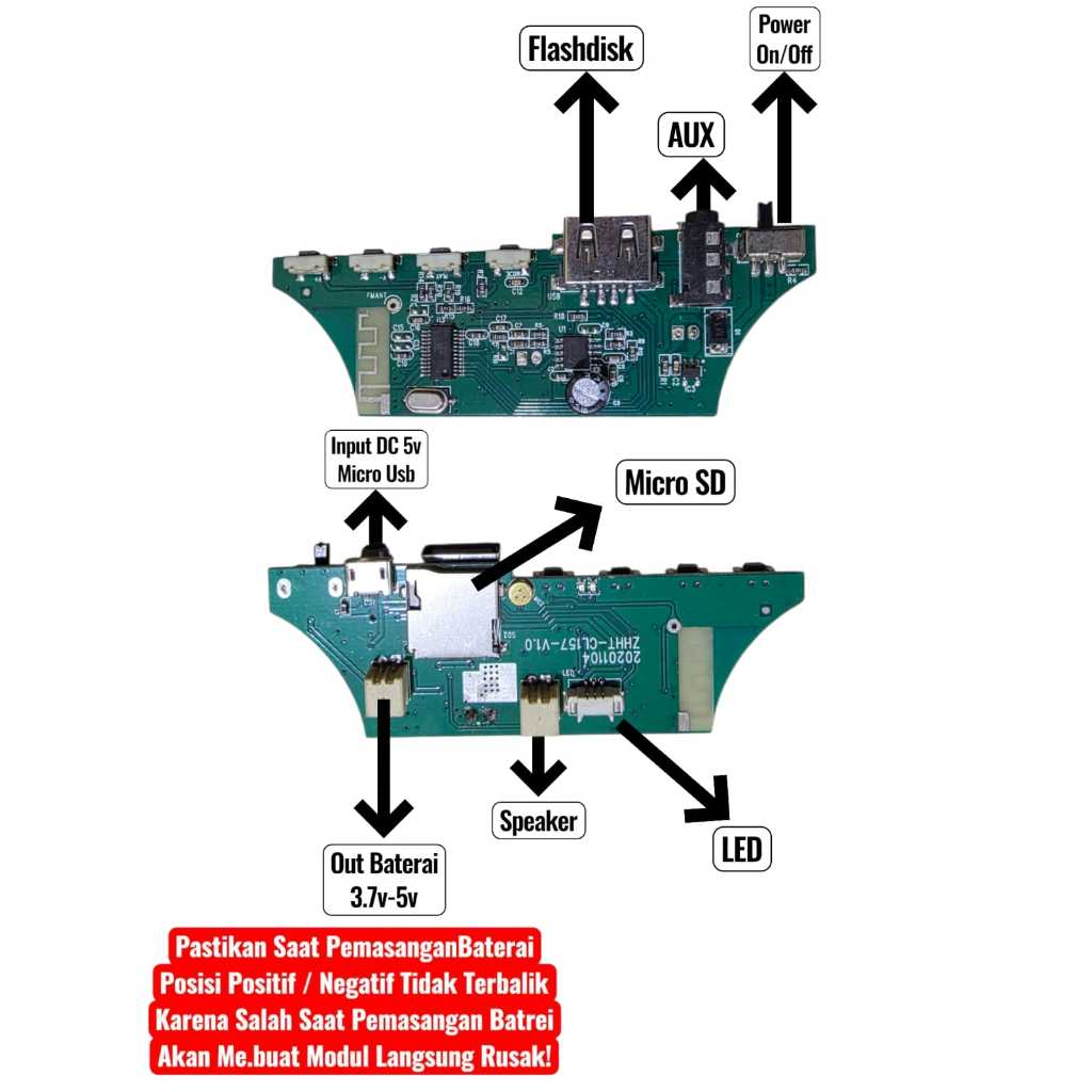 MODULE MODUL MP3 BLUETOOTH BT 3.7V-5V MODUL MUSIK BOX BT COPOTAN RADIO AUX FLASHDISK MEMORY CARD STE