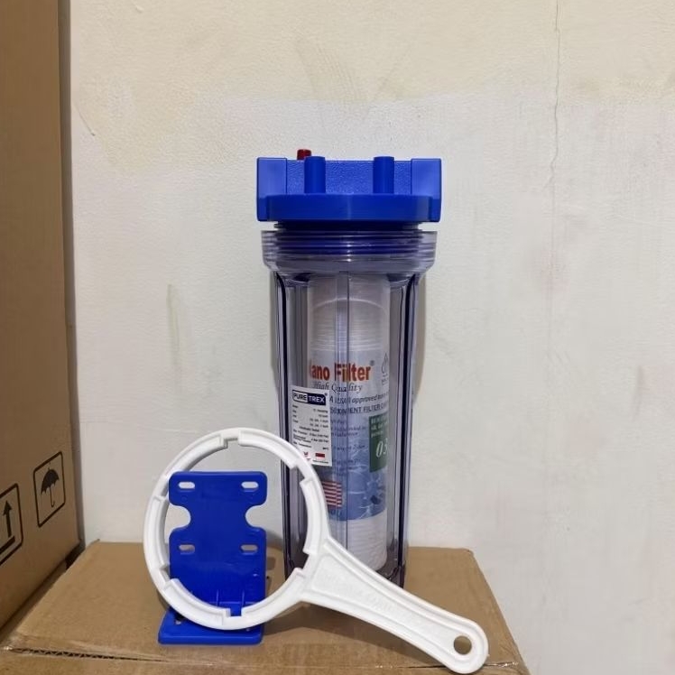 PROMO PAKET HOUSING FILTER NANOTEC PURETREX CLEAR BIRU 10 INCH + SEDIMENT CARTRIDGE FILTER AIR