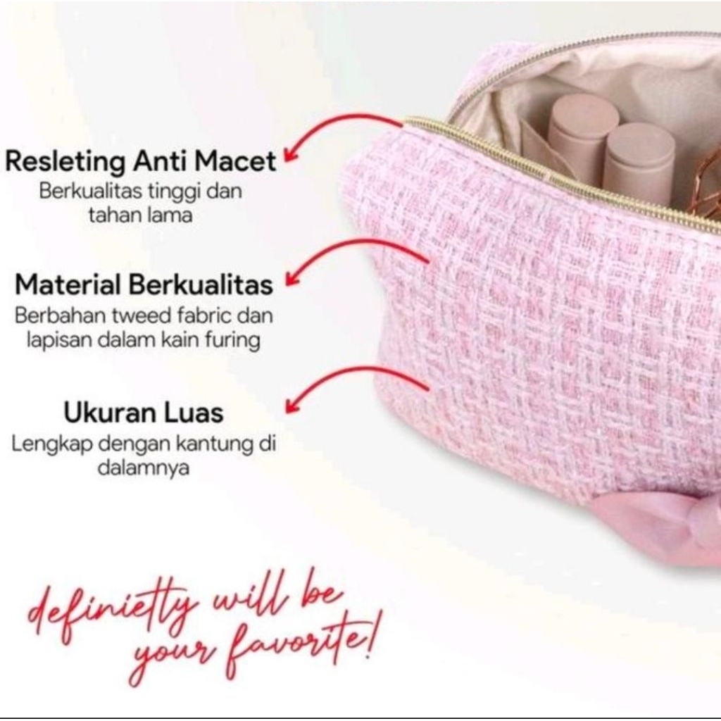 Sonia Miller Pouch 0325-8 Tweed Pink Makeup Pouch