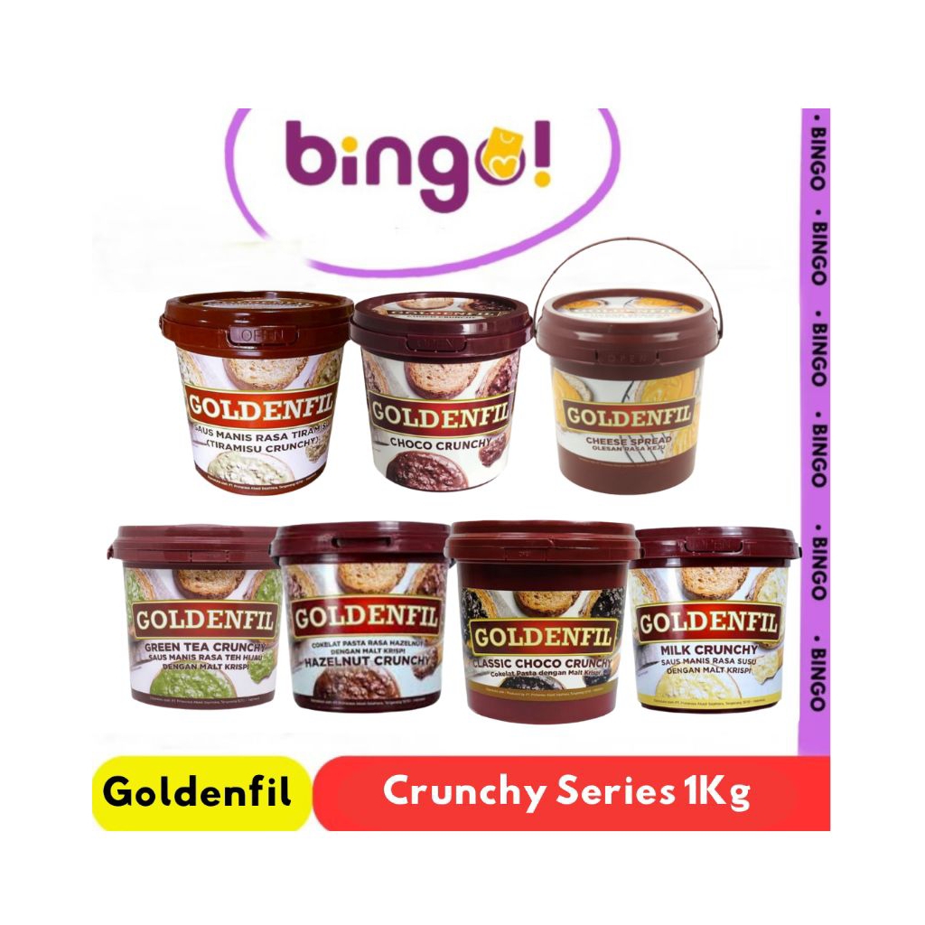 Goldenfil Crunchy 1kg / Selai Roti Bakar / Toping Roti / Selai Roti / Selai Coklat / Olesan Roti Ras