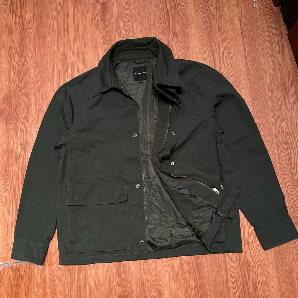 Work CANVAS jacket parka casual GIORDANO ARMY