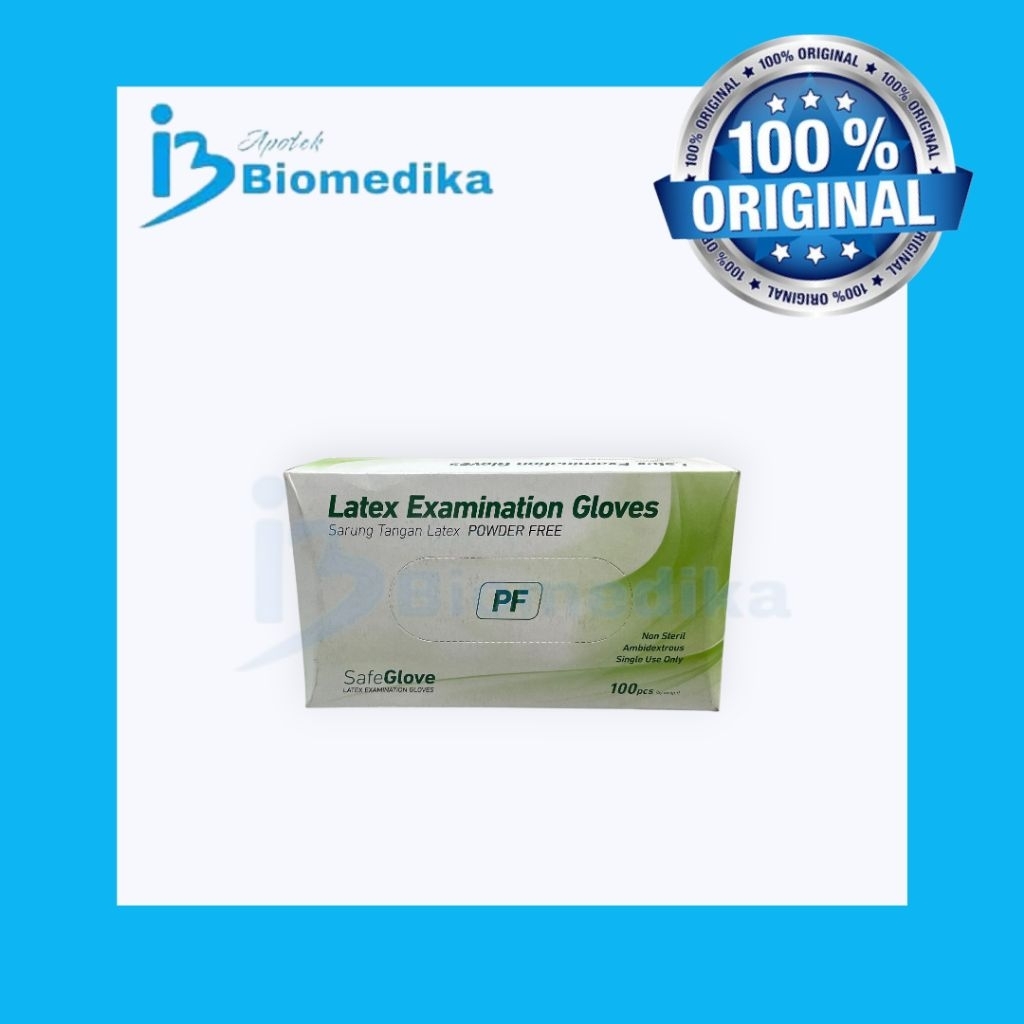 Safe Gloves Sarung Tangan Latex Powder Free 100 Pcs