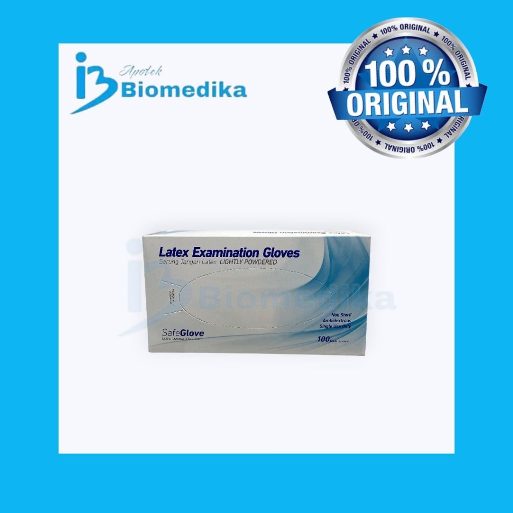 Safe Gloves Sarung Tangan Latex Lightly Powdered 100 Pcs