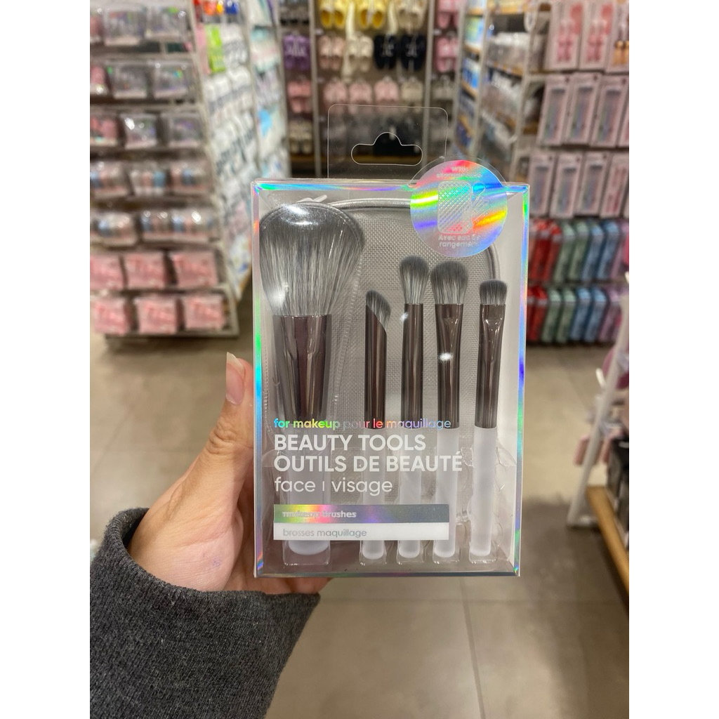 Miniso - Gray Series Mini Makeup Brushes Set With Storage Case