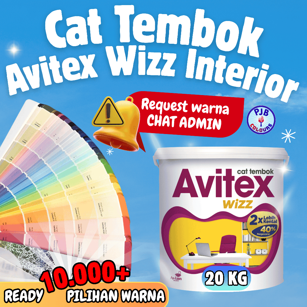 AVITEX WIZZ CAT TEMBOK 20 KG INTERIOR 2X LEBIH KENTAL (WARNA TINTING) BISA REQUEST WARNA