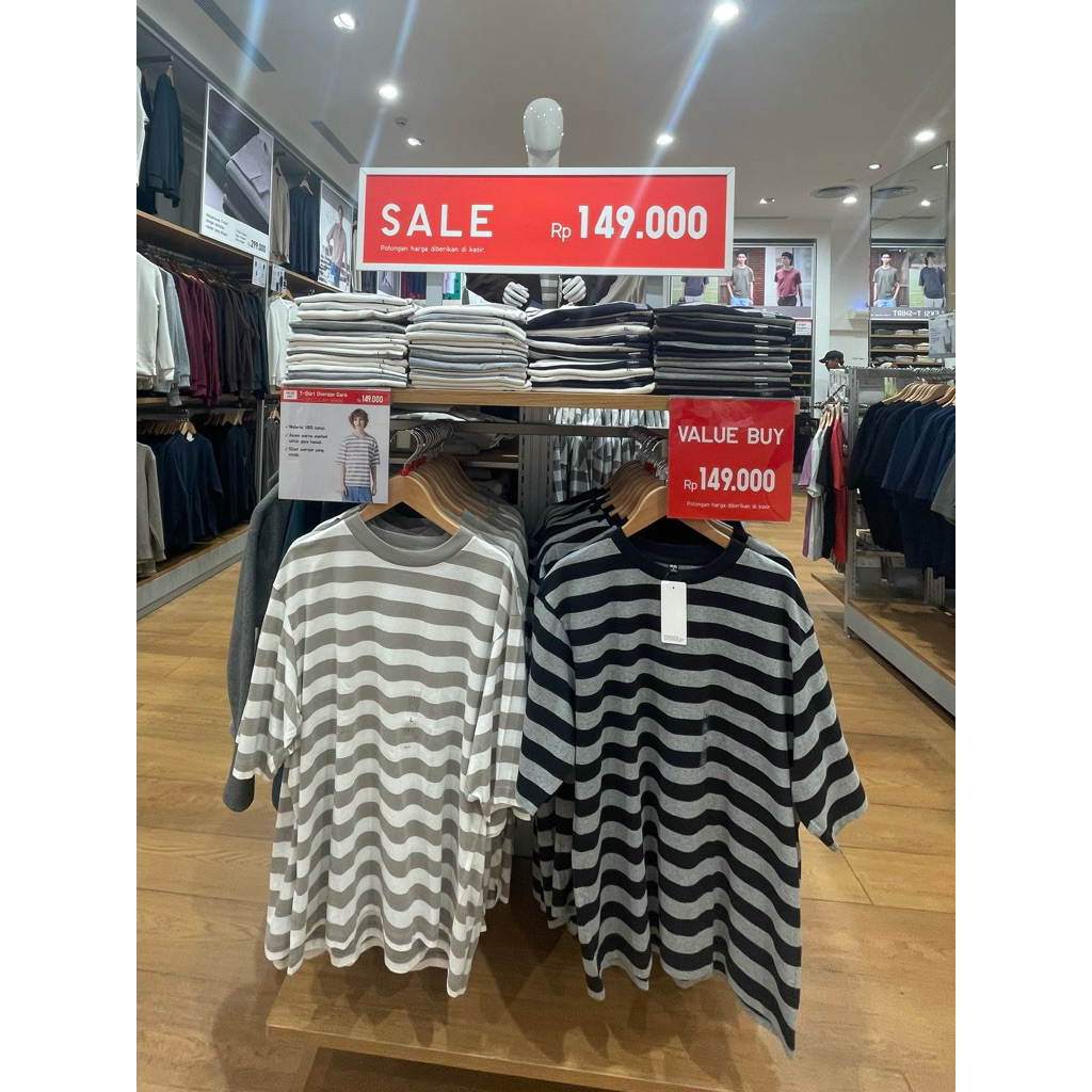 SALE T-shirt Oversized Garis UNIQLO JASTIP
