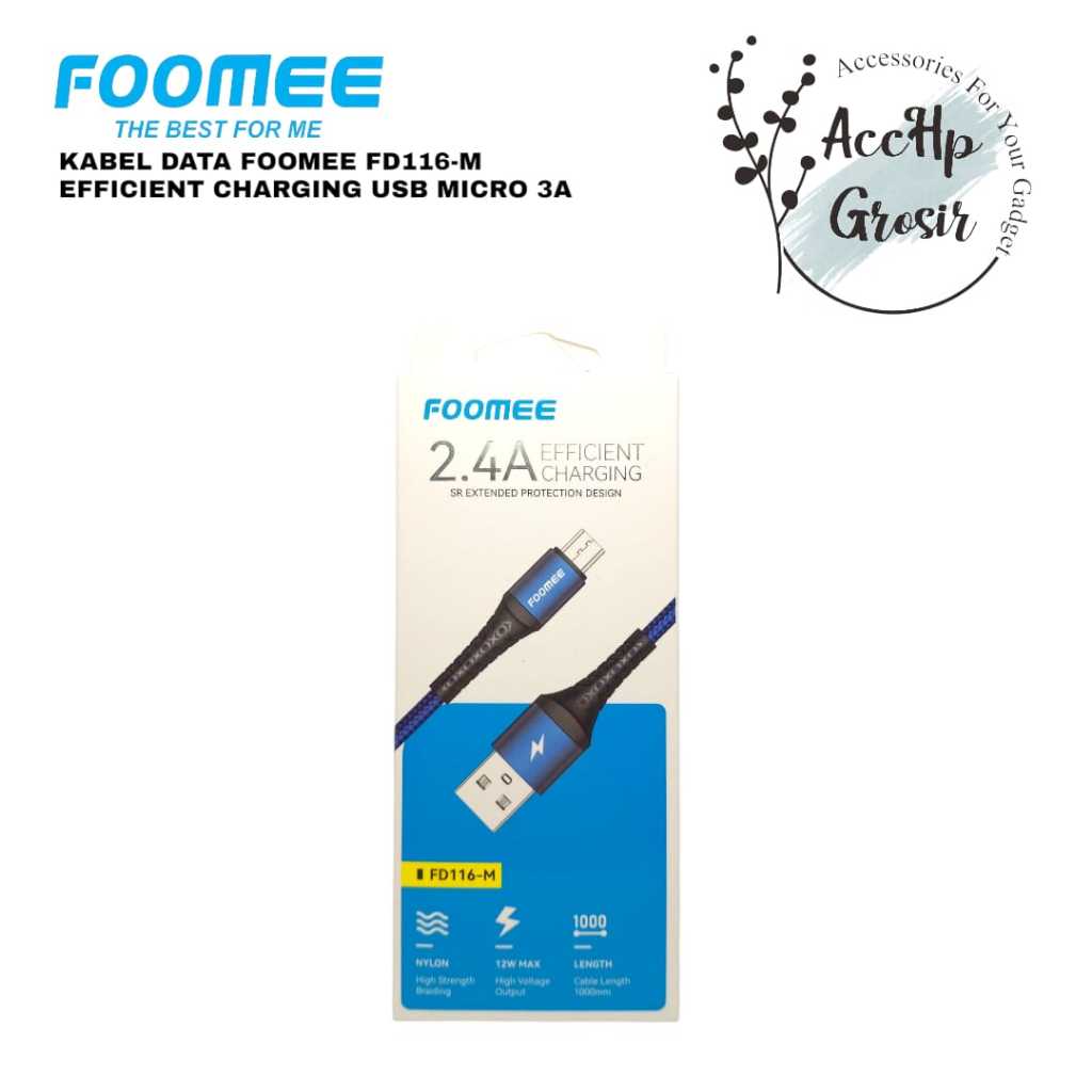 Foomee FD116-M Fast Charging 2.4A Panjang 1M Kabel Data Foomee FD116-M 2.4A Fast Charging