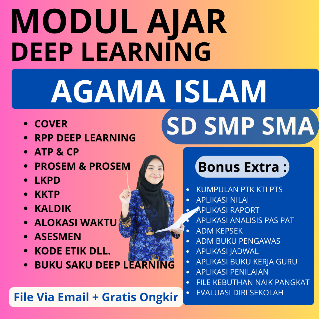 Perangkat Ajar Deep Learning PAI SD SMP SMA RPP/Modul Ajar Deep learning Siap Pakai