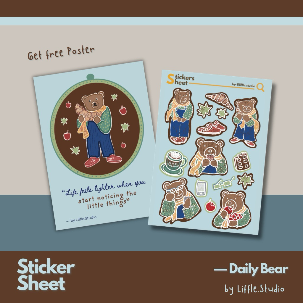 Sticker Sheet — Daily Bear + Free Mini Poster