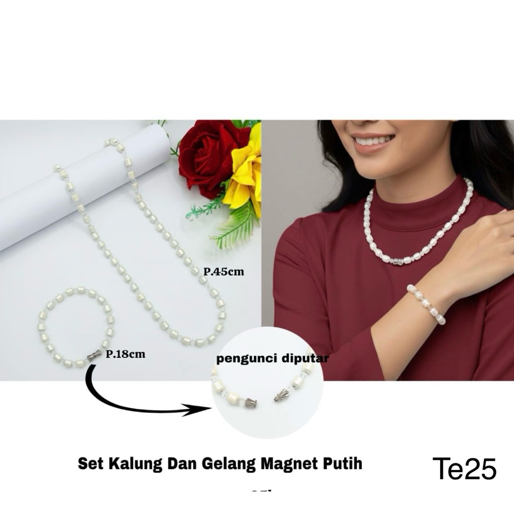 Kalung & Gelang Putih Magnet Kesehatan Pria & Wanita