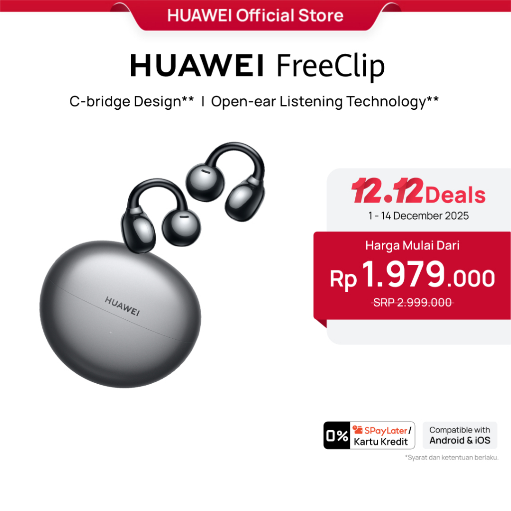 HUAWEI FreeClip Open-Ear TWS Earphone | Fashionable C-Bridge Design | 36 hours Battery Life | IP54