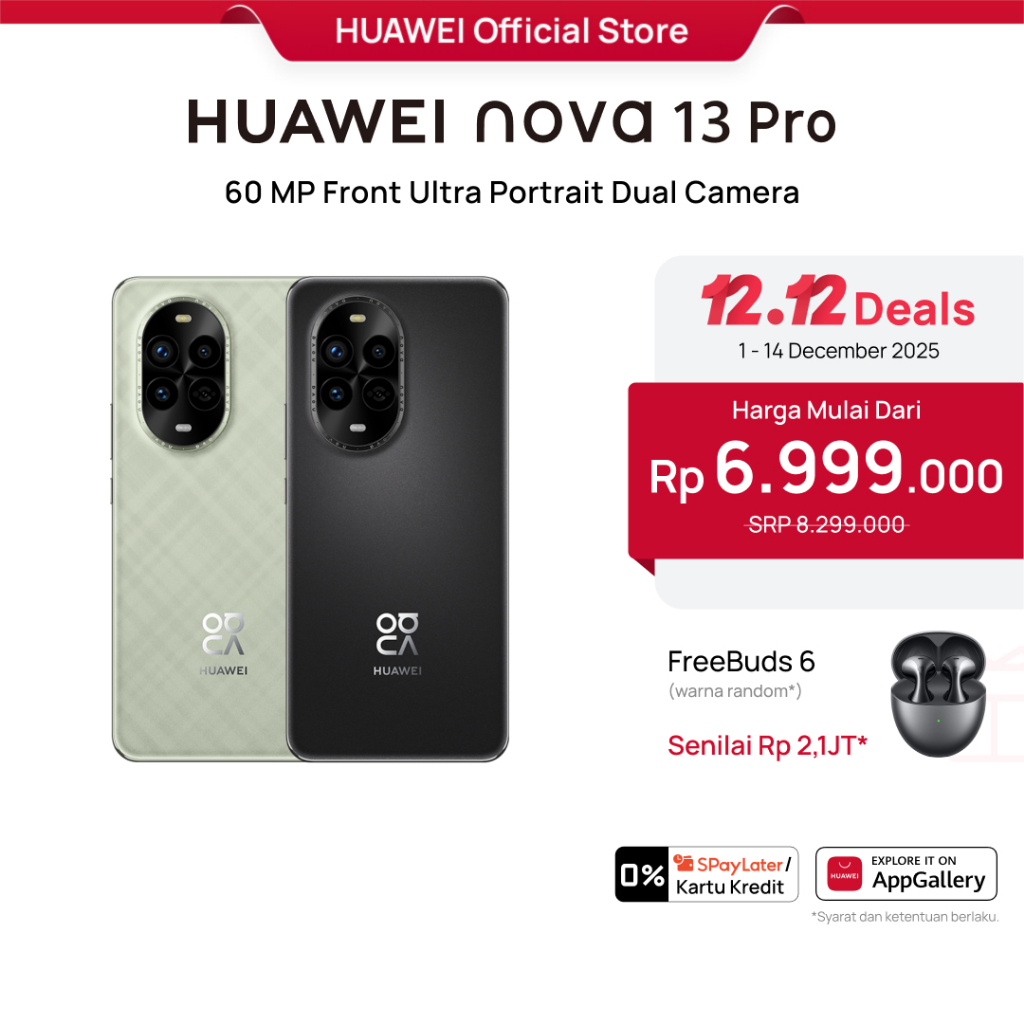 [FREE TWS | 12.12 | Voucher s/d 20%] HUAWEI nova 13 Pro | 12GB + 512GB |  60 MP Front Ultra Portrait