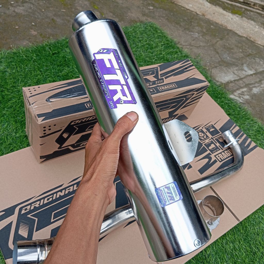 Knalpot FTR CKD BOBOKAN EBLEM TITANIUM supra x125 supra lama supra fit fitt x karisma blade revo sma