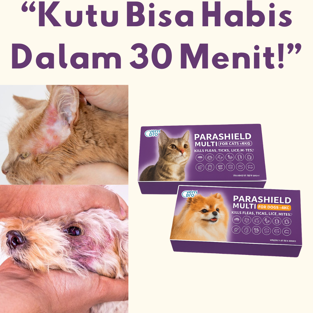 Dimasstorr Obat Kutu Kucing & Anjing Paling Ampuh Vetripro Parashield I Kutu, Jamur, Tungau, Scabies