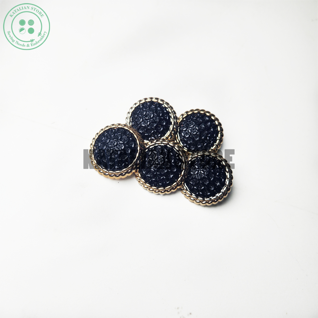 kancing hias warna hitam list emas size 30mm