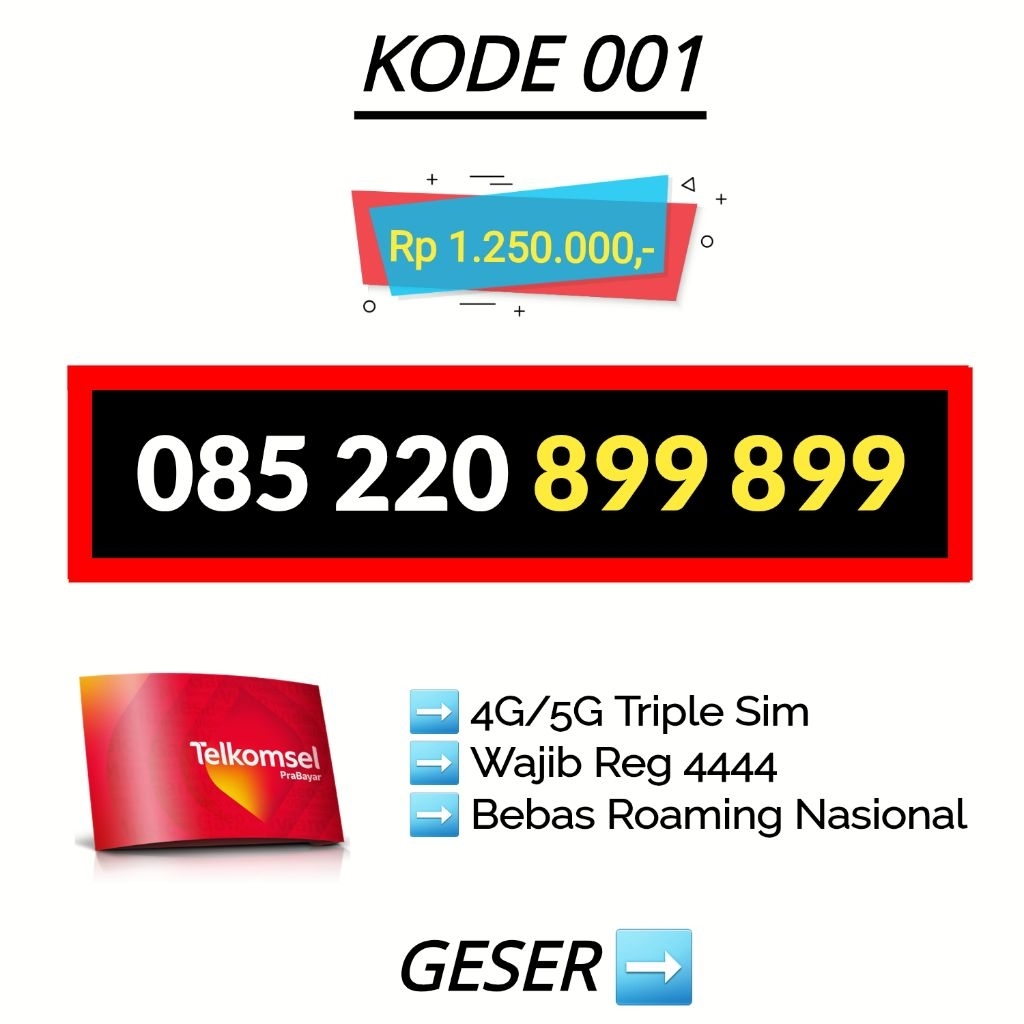 Nomer Cantik Simpati Reguler Kartu Perdana Telkomsel 4G/5G Prabayar Jaringan Luas