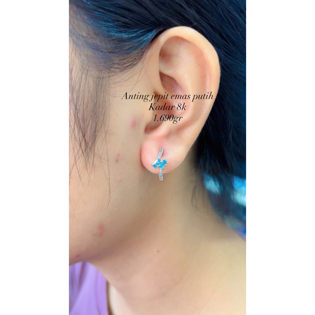 anting emas putih kadar 375%