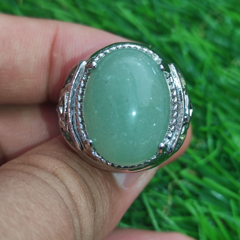 Cincin batu akik Giok manau hijau tosca