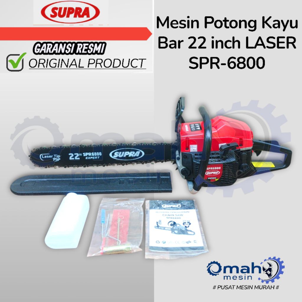 Mesin Senso 22 inch Bar Baja Merk SUPRA SPR6800 / Mesin Chainsaw 22 inch Bar Baja / Mesin Gergaji Ka