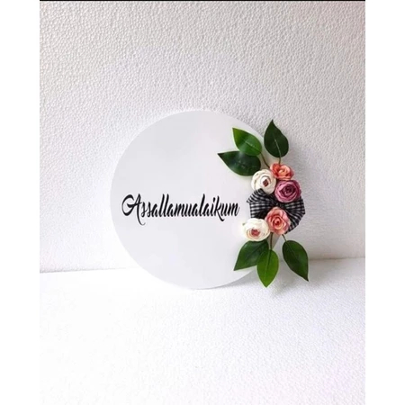 Hiasan Dinding Bulat Assalamualaikum - Free Bunga Gantung Pintu Murah
