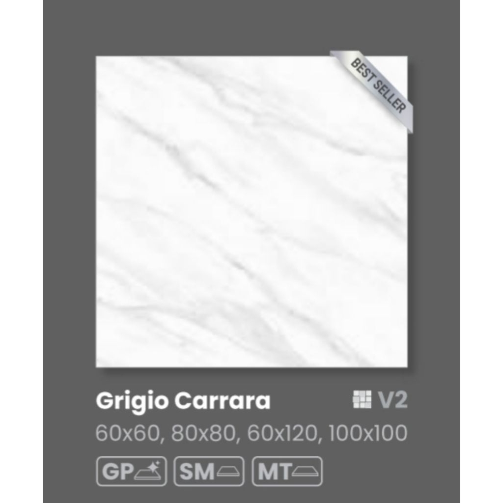 GRANIT MERK INDOGRESS MARBLE TILE TIPE GRIGIO CARRARA UKURAN 60X60 AVALIABLE 80X80, 100x100, 60x120 