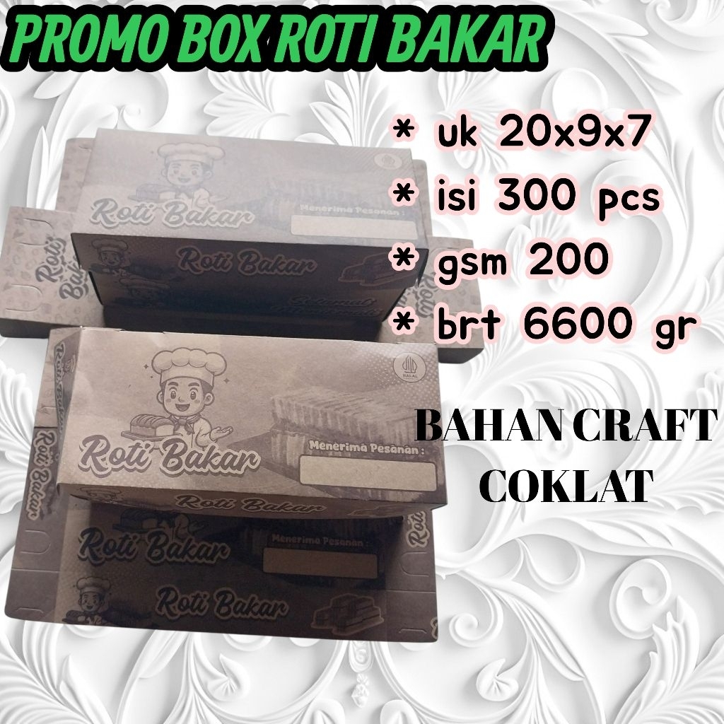 PROMO 300 PCS BOK ROTI BAKAR UK 20X9X7// BOX ROTI BSKAR// KEMASAN ROTI BAKAR//DUS ROTI PANGGANG BAND