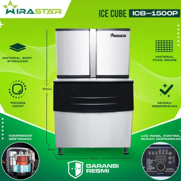 Wirastar ICB-1500P Ice Cube Machine Mesin Pembuat Es Batu 682 kg - Ice Cube Maker